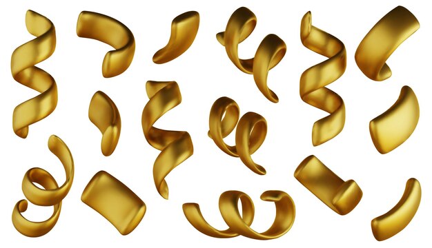Vector 3d confeti fondo oro iconos festivos elementos de diseño bonitos aislados cumpleaños o carnaval