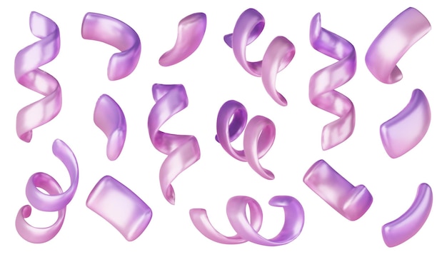 Vector 3d confeti fondo violeta iconos festivos elementos de diseño lindo aislado cumpleaños o
