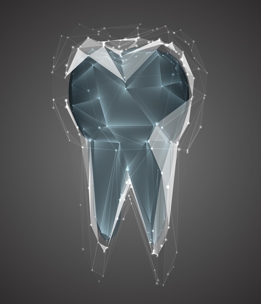 Vector vector 3d diente para medicina dental en el fondo