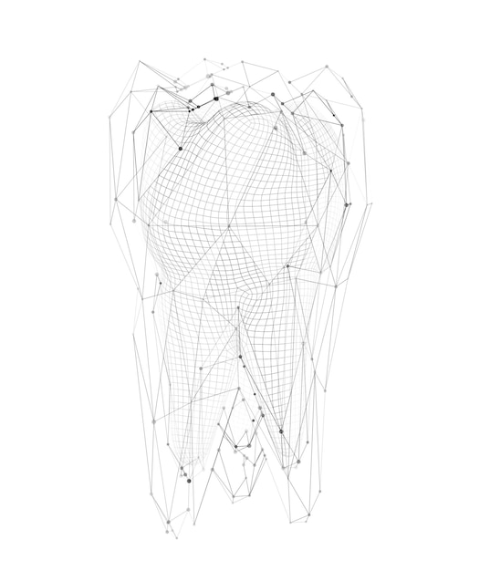 Vector 3d diente para medicina dental sobre un fondo blanco