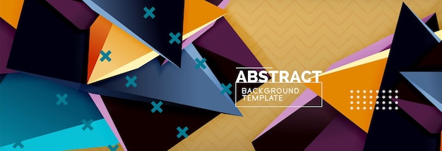 Vector 3d formas triangulares fondo abstracto origami plantilla futurista con líneas