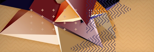 Vector 3d formas triangulares fondo abstracto origami plantilla futurista con líneas