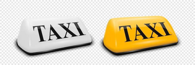 Vector 3d Icon de señal de taxi francés blanco y amarillo realista conjunto de primer plano aislado