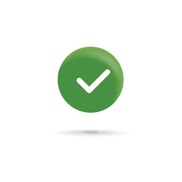 Vector 3d icono de marca de verificación realista verde