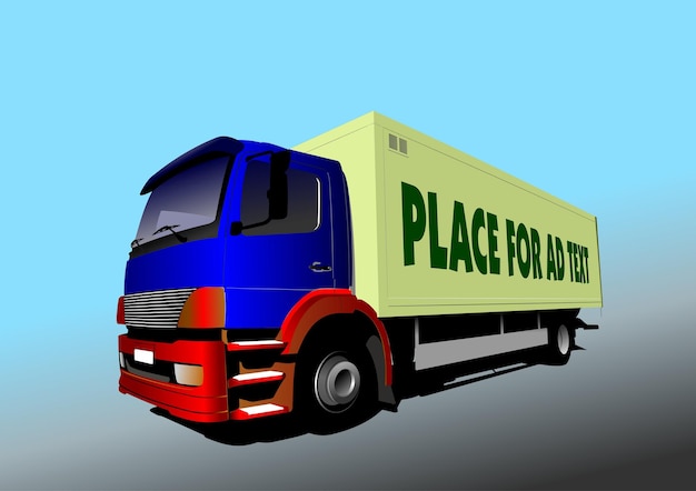 Vector 3d ilustración de camión en la carretera