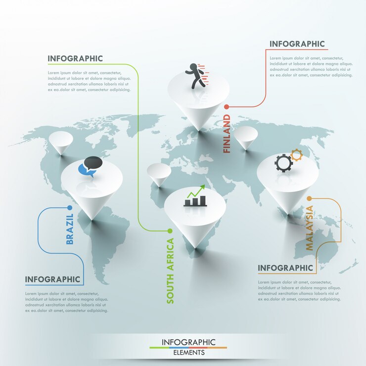 Vector vector 3d ilustración de mapa del mundo