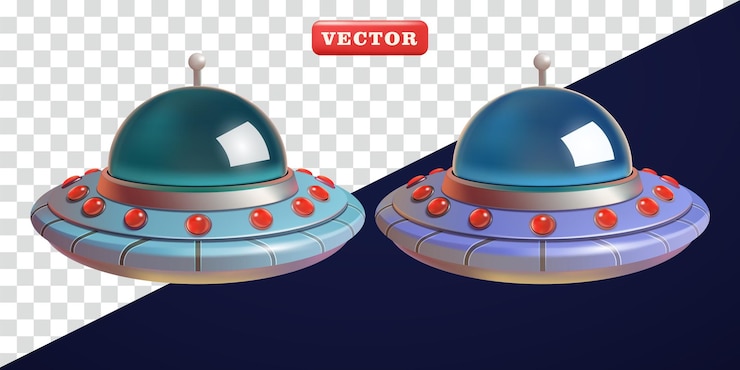Vector vector 3d de ovni volador adecuado para la ciencia, la tecnología y la educación