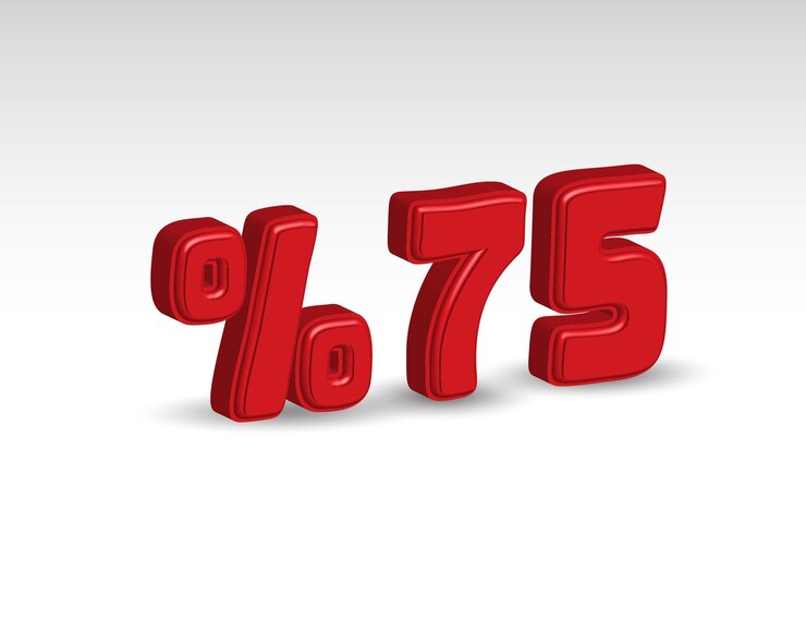 Vector vector 3d para precio de descuentos porcentuales y oferta a mitad de precio 75