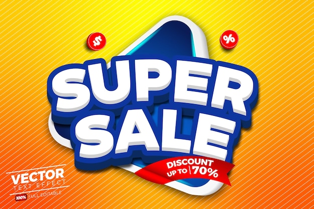 Vector 3D promoción de eventos súper venta efecto de texto editable