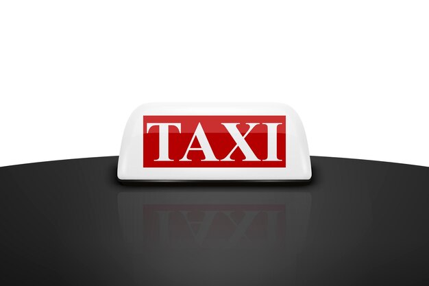 Vector 3d Realista blanco y rojo techo de taxi signo icono de primer plano