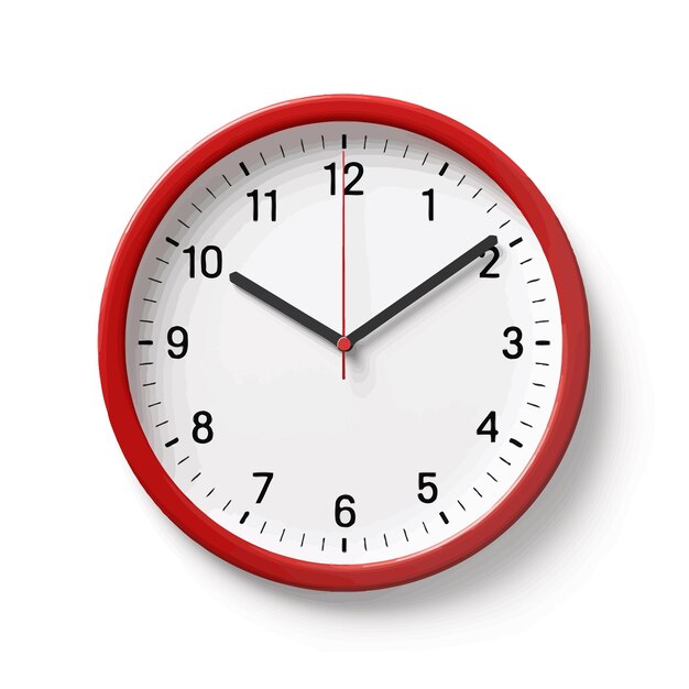 Vector vector_3d_realistic_simple_round_red_wall_office_clock (horario de la oficina)