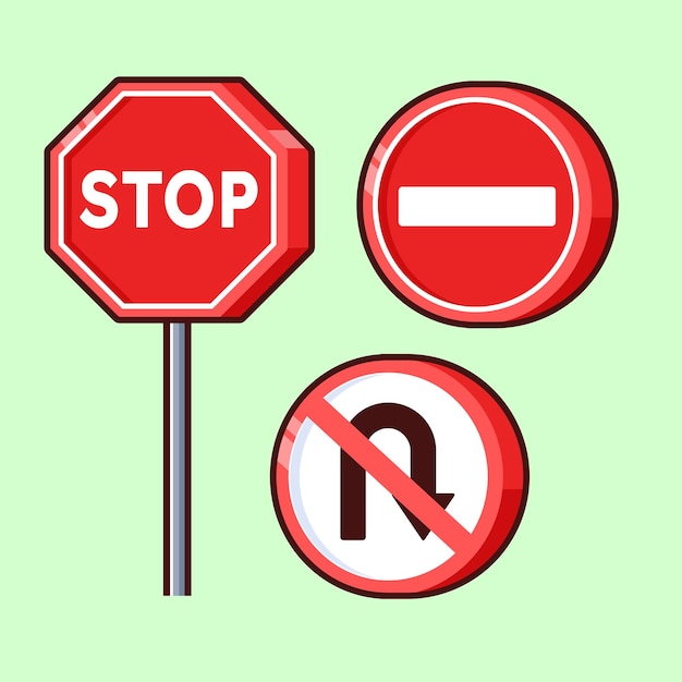 vector 3d rojo tráfico señales colección ilustración icono