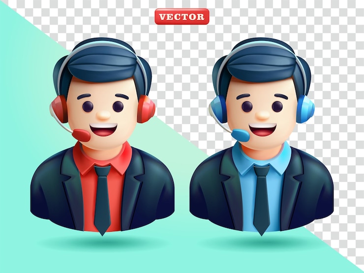 Vector vector 3d de servicio al cliente adecuado para tecnología de comunicación y elementos de diseño