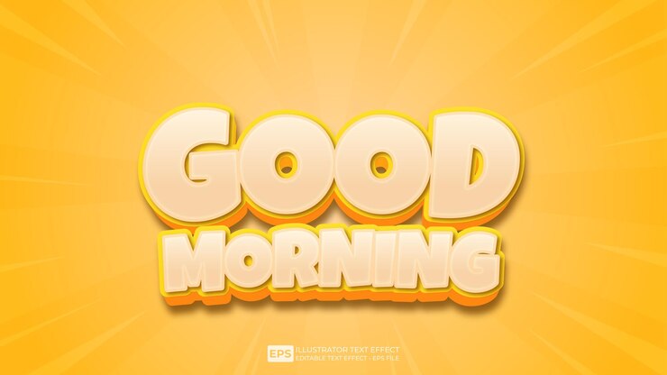 Vector vector 3d texto buenos días fuente de efecto de texto editable