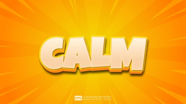 vector 3d texto calma fuente de efecto de texto editable