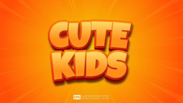 Vector vector 3d texto efecto de texto editable niños lindos