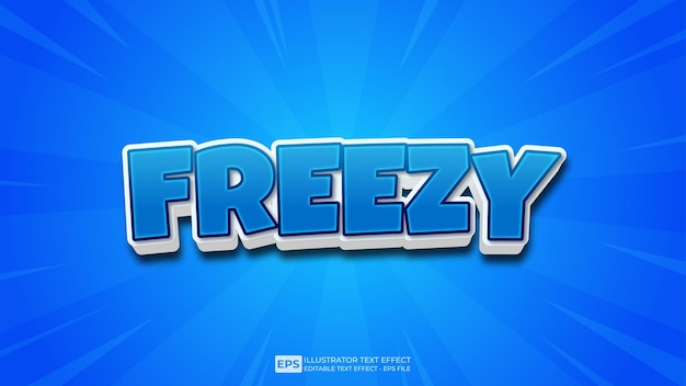 Vector 3d texto Freezy fuente de efecto de texto editable