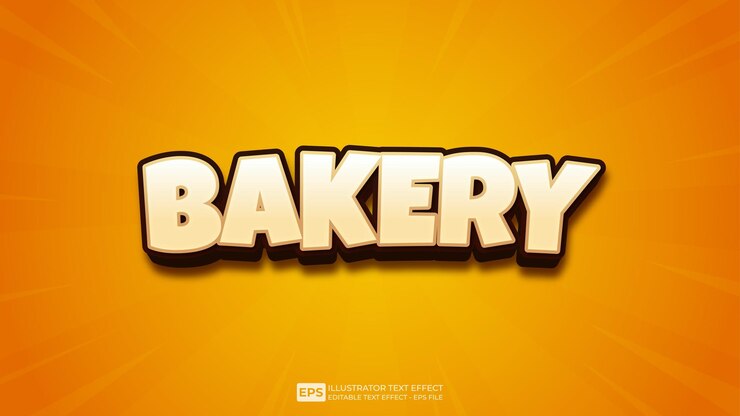 Vector vector 3d texto panadería fuente de efecto de texto editable