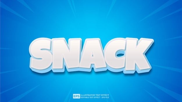 vector 3d texto snack fuente de efecto de texto editable