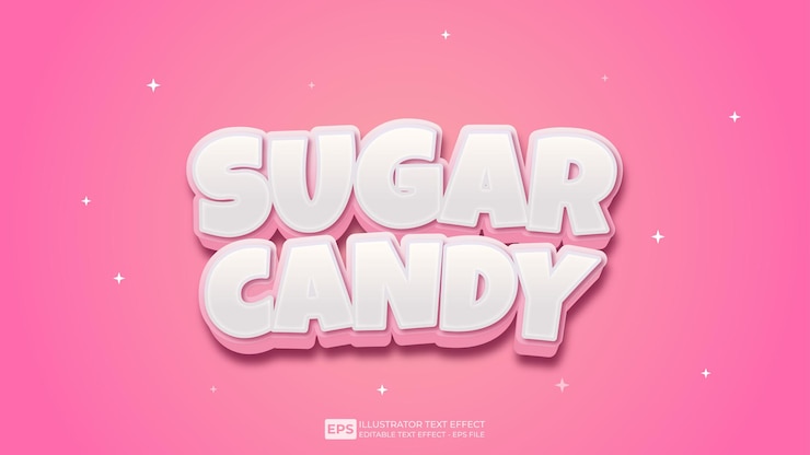 Vector vector 3d texto sugar candy fuente de efecto de texto editable