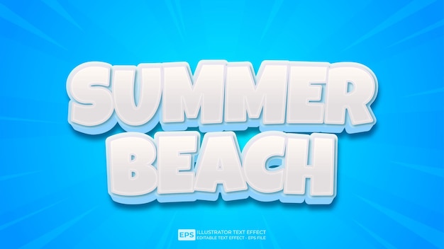 Vector 3d texto verano playa texto editable efecto fuente