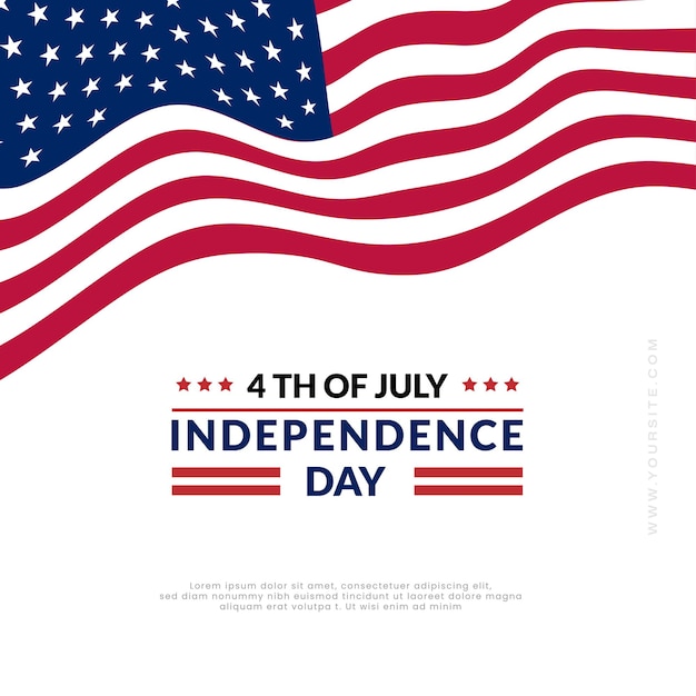 Vector 4 de julio día de la independencia plantilla de publicación en redes sociales con bandera