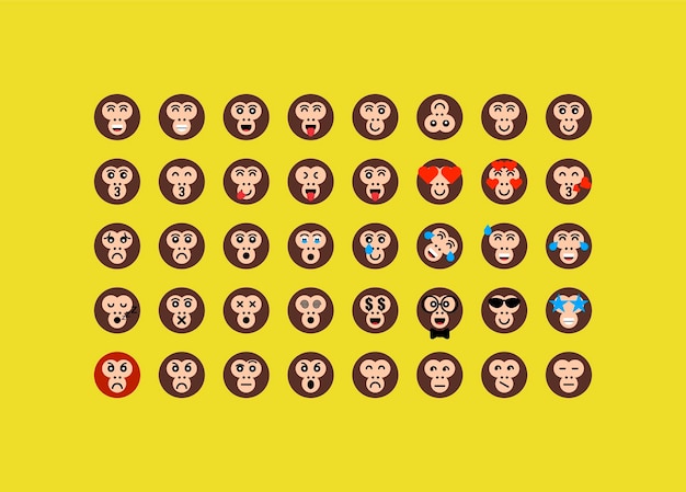 vector de 40 expresiones faciales de mono