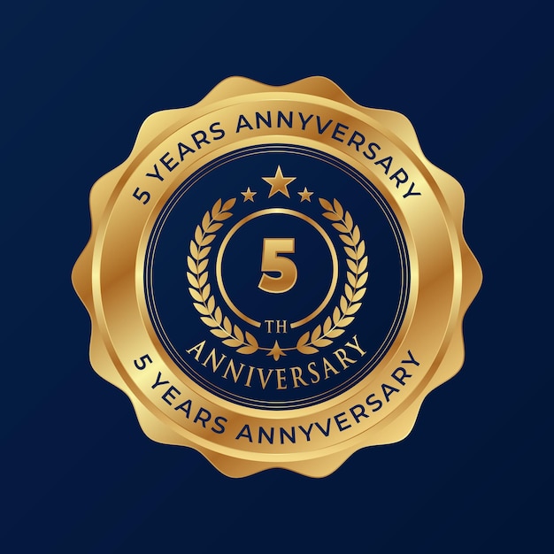 Vector 5o aniversario plantilla de logotipo de lujo dorado