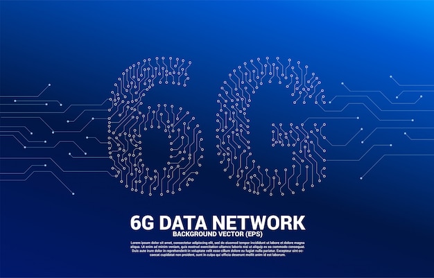 Vector 6g dot connect line circuit board style teléfono móvil. concepto para la transferencia de datos de la red de datos móviles.