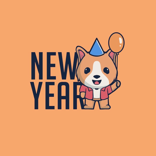 VECTOR DE AÑO NUEVO DE PERRO LINDO