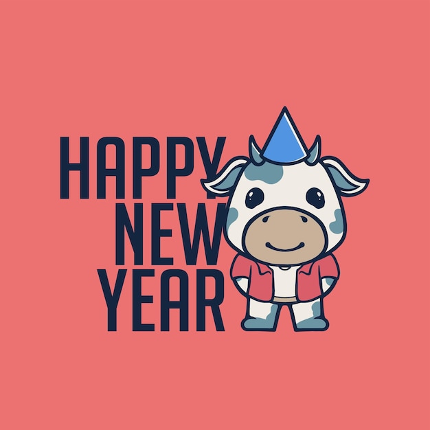 VECTOR DE AÑO NUEVO DE VACA LINDA