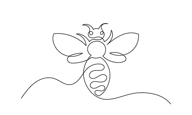 Vector de abejas melíferas un dibujo de línea continua de una abeja melífera dibujo de una línea única de una abeya voladora