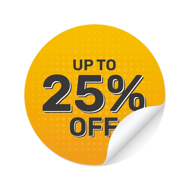 Vector Abstract Circle Sale Sticker amarillo con un 25% extra de descuento en tiempo limitado