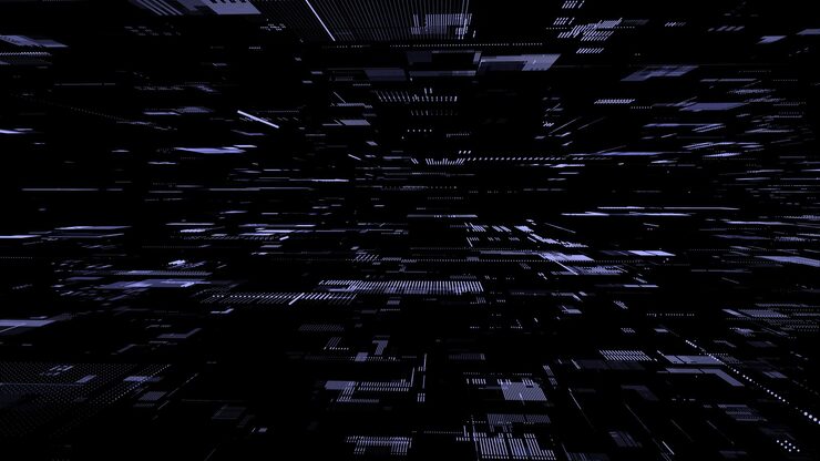Vector abstract digital background Matrix cyberspace with moving data Technology cyber security futuristic space Concept hacking sorting and analysis big data Binary code dots flow