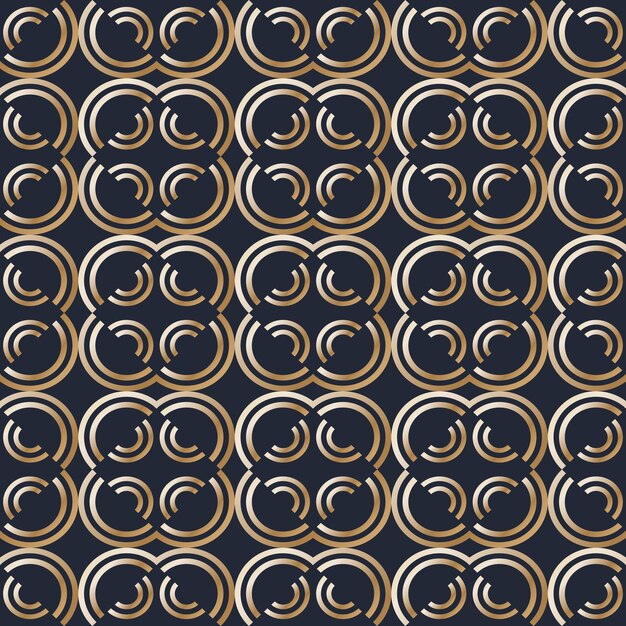 Vector abstracto art decó de patrones sin fisuras con elementos de diseño dorado.