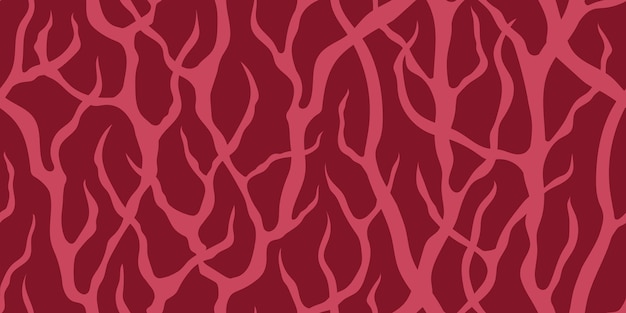 VECTOR ABSTRACTO BANNER CARMESÍ INCONSÚTIL CON MATORRALES ROSADOS DE RAMAS DE ÁRBOLES
