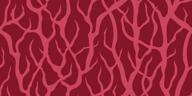 Vector vector abstracto banner carmesí inconsútil con matorrales rosados de ramas de árboles