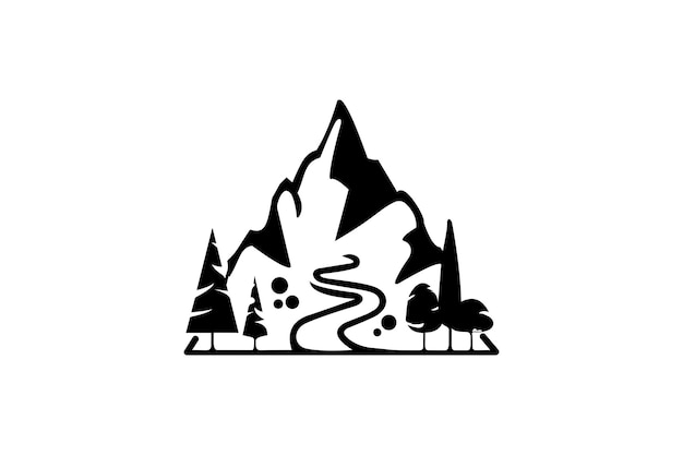 Vector abstracto de camino a la montaña