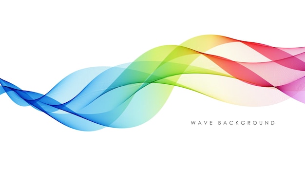 Vector abstracto colorido líneas de onda que fluyen aisladas sobre fondo blanco
