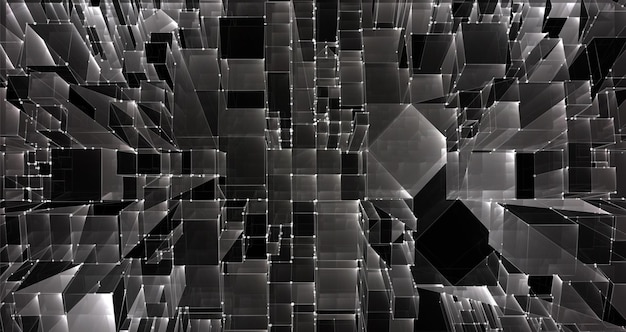 Vector abstracto cristal 3d una vista de los techos de la ciudad un gran conjunto caótico de colgantes de vidrio