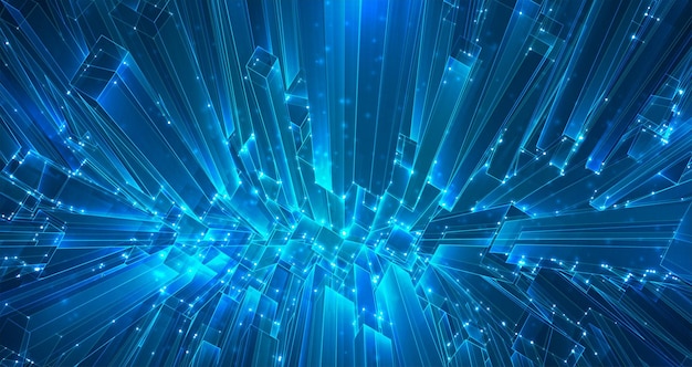 Vector abstracto cristal 3d una vista de los techos de la ciudad un gran conjunto caótico de colgantes de vidrio