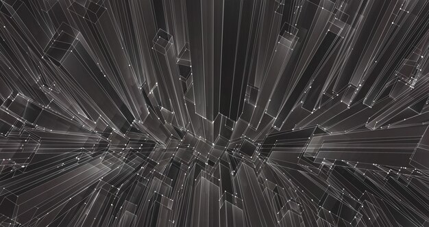 Vector abstracto cristal 3d una vista de los techos de la ciudad un gran conjunto caótico de colgantes de vidrio