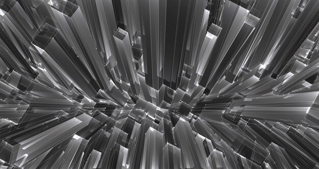 Vector abstracto cristal 3d una vista de los techos de la ciudad un gran conjunto caótico de colgantes de vidrio