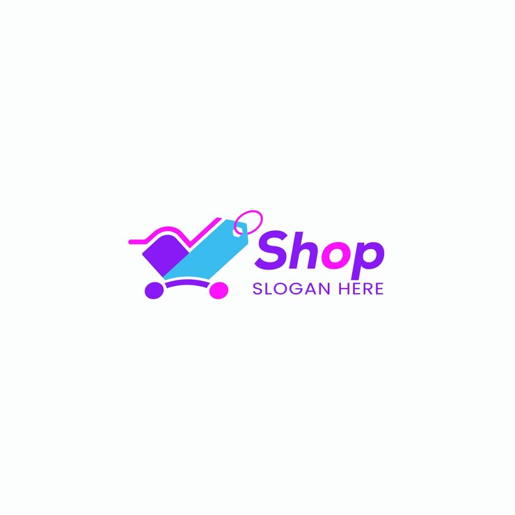Vector vector abstracto diseño moderno de logotipo de comercio electrónico plantilla de logotipo colorido de bolsa de compras con gradiente