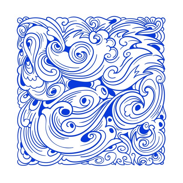 Vector abstracto étnico y cultura doodle ilustración en color azul para el fondo