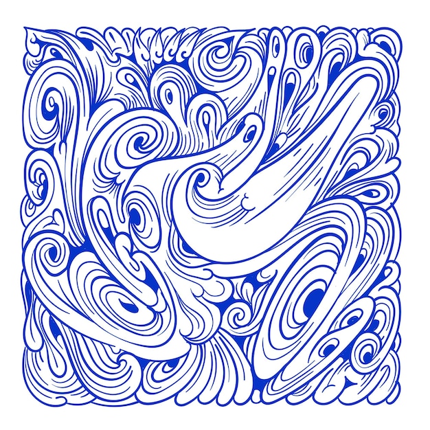 Vector abstracto étnico y cultura doodle ilustración en color azul para el fondo