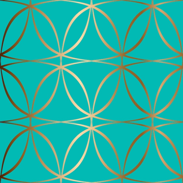 Vector abstracto geométrico transparente patrón dorado fondo azul turquesa