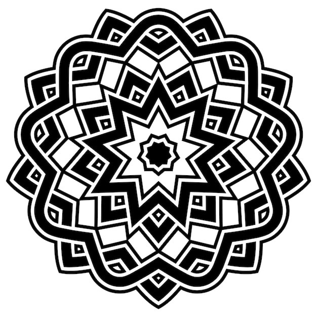Vector abstracto ilustración en blanco y negro redondo hermoso ornamento Patrón de mandala étnico vintage decorativo Elemento de diseño para tatuaje o logotipo