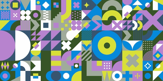 Vector abstracto inconsútil Bauhaus suizo patrón geométrico diseño de fondo