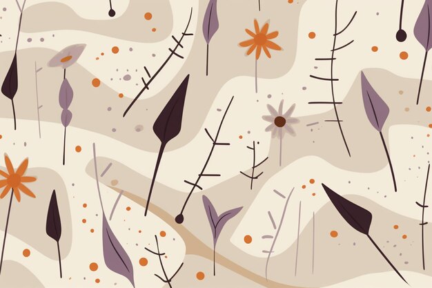 vector abstracto patrón de elemento botánico de color marrón púrpura claro y beige